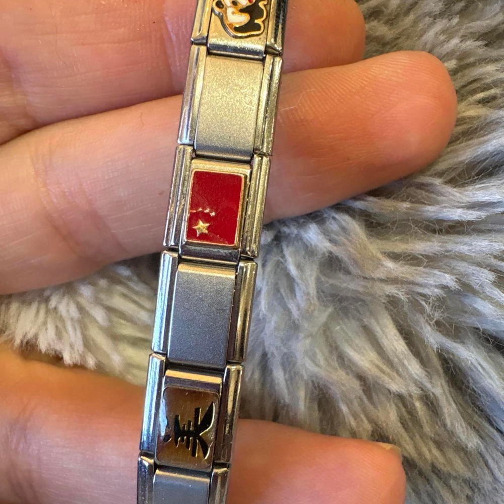 This is a modular Italian charm bracelet (frequently associated with brands